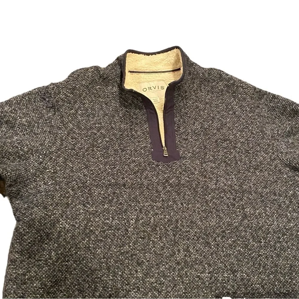 Orvis Blue 1:4 Zip Pullover Sweater Sherpa Lined Size XXL
